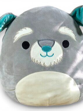 Kellytoy Squishmallows Shaun Schnauzer Dog Plush Stuffed Toy Blue Ears Nose 13"